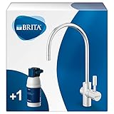 BRITA mypure P1 - Grifo con filtro de agua para hasta 12 Meses - Sistema de filtración compacto, reduce cal, cloro, metales, Acero inoxidable, plateado