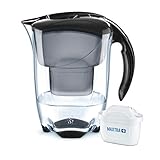 BRITA Elemaris Negra - Jarra de Agua Filtrada con 1 cartucho MAXTRA+, Filtro de agua BRITA que reduce la cal y el cloro, Agua filtrada para un sabor óptimo, 2.4L
